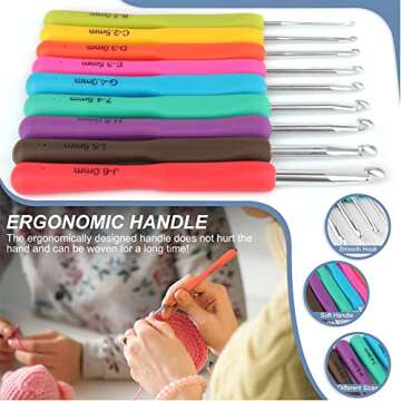 Katech Crochet Hooks Kit with Case, 85-Piece, Ergonomic Crochet Needles Weave Yarn Kits DIY Hand Knitting Art Tools for Beginners and Experienced Crochet Lovers