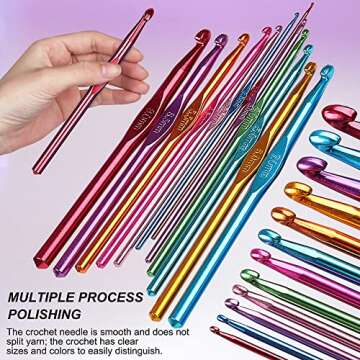 Katech Crochet Hooks Kit with Case, 85-Piece, Ergonomic Crochet Needles Weave Yarn Kits DIY Hand Knitting Art Tools for Beginners and Experienced Crochet Lovers