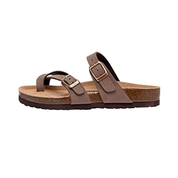 CUSHIONAIRE Women's Luna Cork Footbed Sandal With +Comfort BROWN 9