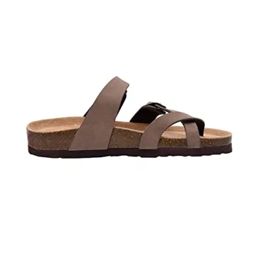 CUSHIONAIRE Women's Luna Cork Footbed Sandal With +Comfort BROWN 9