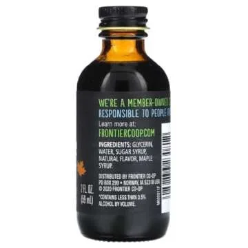 Frontier Co-op Non-Alcoholic Maple Flavor, 2 Ounce, Rich Maple Taste For Baked Beans, Sweet Potatoes, Alcohol Free Maple