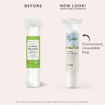 Sky Organics Organic Cotton Rounds for Sensitive Skin, 100% Pure GOTS Certified Organic for Beauty &...