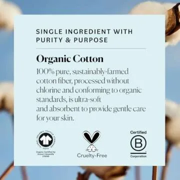 Sky Organics Organic Cotton Rounds for Sensitive Skin, 100% Pure GOTS Certified Organic for Beauty & Personal Care, 100 ct. w Ebook