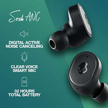Skullcandy Sesh ANC Earbuds - 32Hr Battery, Noise Cancelling