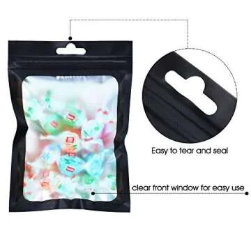 Boao 100 Pieces Resealable Foil Food Storage Bags with Clear Window Coffee Beans Candy Packaging Pou...