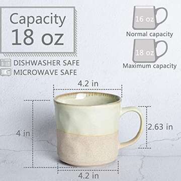 Bosmarlin Large Ceramic Coffee Mug, Big Tea Cup for Office and Home, 18 Oz, Dishwasher and Microwave...