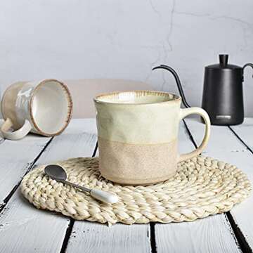 Bosmarlin Large Ceramic Coffee Mug, Big Tea Cup for Office and Home, 18 Oz, Dishwasher and Microwave Safe, 1 PCS (Green, 1)