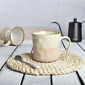 Bosmarlin Large Ceramic Coffee Mug, Big Tea Cup for Office and Home, 18 Oz, Dishwasher and Microwave Safe, 1 PCS (Green, 1)