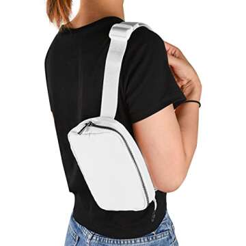 Didida White Mini Belt Bag, Fashion Waist Packs Unisex Fanny Packs for Women Men crossbody with Adju...