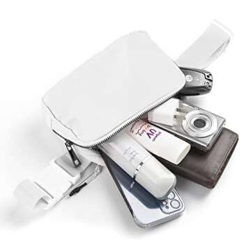 Didida White Mini Belt Bag, Fashion Waist Packs Unisex Fanny Packs for Women Men crossbody with Adjustable Strap for Outdoors Workout Travel Casual Running Hiking Cycling