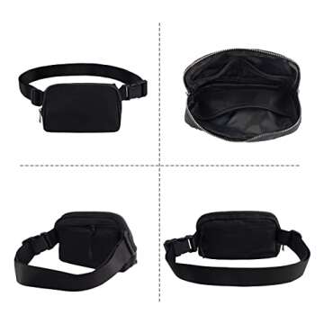 Didida White Mini Belt Bag, Fashion Waist Packs Unisex Fanny Packs for Women Men crossbody with Adjustable Strap for Outdoors Workout Travel Casual Running Hiking Cycling