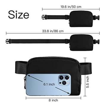 Didida White Mini Belt Bag, Fashion Waist Packs Unisex Fanny Packs for Women Men crossbody with Adjustable Strap for Outdoors Workout Travel Casual Running Hiking Cycling