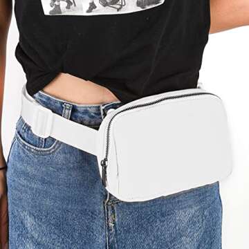 Didida White Mini Belt Bag, Fashion Waist Packs Unisex Fanny Packs for Women Men crossbody with Adjustable Strap for Outdoors Workout Travel Casual Running Hiking Cycling