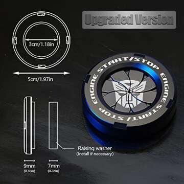 Tybasthe Rotary Push Start Button Cover, Transformers Car Accessories Engine Start Stop Button Cover...