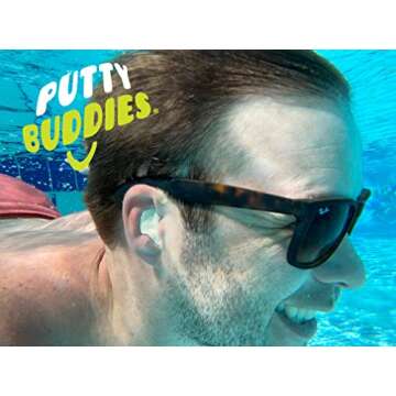 PUTTY BUDDIES Original Swimming Earplugs - Super Soft Moldable Plugs - Block Water - Comfortable - Great for Kids - 3-Pair Pack (Clear)