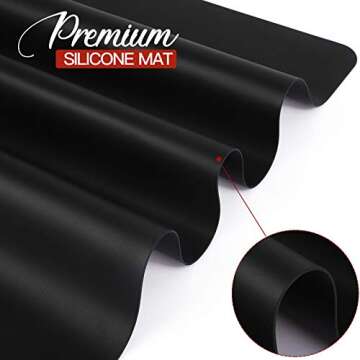 LEOBRO Silicone Mat, 23.4”x 15.6” Large Silicone Mats for Resin Crafts, Playdough Mat, Thick Silicone Sheet for Resin Molds, Nonstick Clay Mat, Silicone Craft Mat for Epoxy Resin, Black Silicone Mat