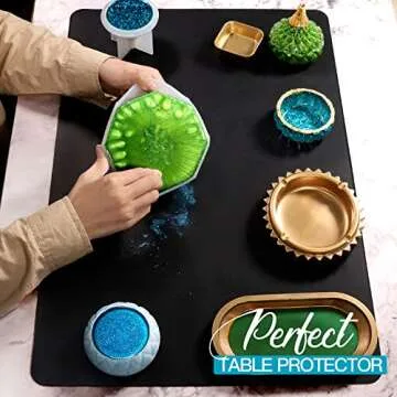 LEOBRO Silicone Mat, 23.4”x 15.6” Large Silicone Mats for Resin Crafts, Playdough Mat, Thick Silicone Sheet for Resin Molds, Nonstick Clay Mat, Silicone Craft Mat for Epoxy Resin, Black Silicone Mat