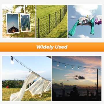 Belio String Light Hanging Kit, Stainless Steel Cable for Outdoor Lights, 182 FT Wire Rope Cable Turnbuckle and Hooks, Globe String Light Suspension Kit