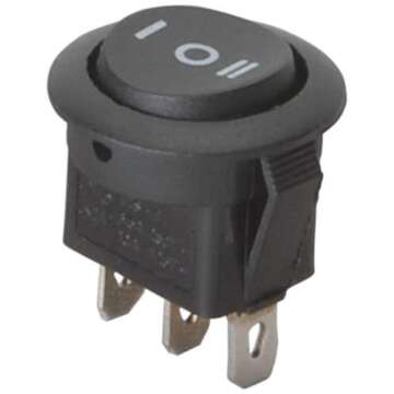 SPDT Automotive Round Rocker Switch Center Off - Black: Reliable Control at Your Fingertips