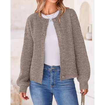 BTFBM Women's Chunky Knit Fall Cardigan - Stylish and Cozy Outerwear