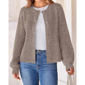 BTFBM Women's Chunky Knit Fall Cardigan - Stylish and Cozy Outerwear