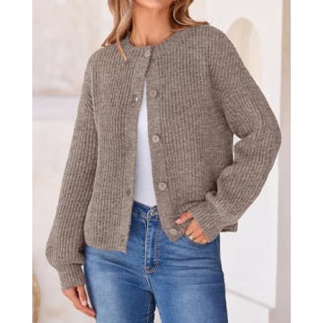 BTFBM Women's Chunky Knit Fall Cardigan - Stylish and Cozy Outerwear