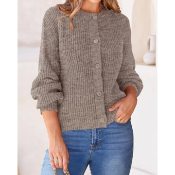 BTFBM Women's Chunky Knit Fall Cardigan - Stylish and Cozy Outerwear