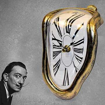 FAREVER Melting Clock, Salvador Dali Watch Melted Clock for Decorative Home Office Shelf Desk Table Funny Creative Gift，Rome Antique Gold