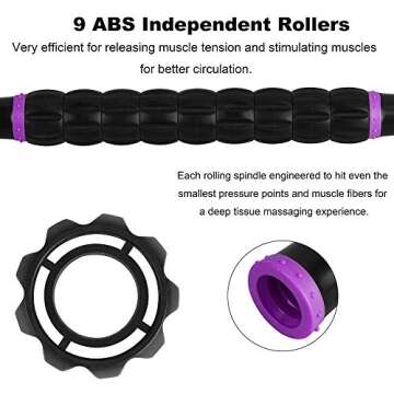 Yansyi Muscle Roller Stick for Athletes - Body Massage Roller Stick - Release Myofascial Trigger Points Reduce Muscle Soreness Tightness Leg Cramps & Back Pain for Physical Therapy & Recovery (Purple)