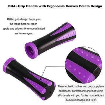 Yansyi Muscle Roller Stick for Athletes - Body Massage Roller Stick - Release Myofascial Trigger Points Reduce Muscle Soreness Tightness Leg Cramps & Back Pain for Physical Therapy & Recovery (Purple)
