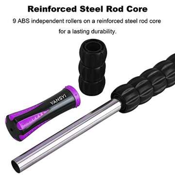 Yansyi Muscle Roller Stick for Athletes - Body Massage Roller Stick - Release Myofascial Trigger Points Reduce Muscle Soreness Tightness Leg Cramps & Back Pain for Physical Therapy & Recovery (Purple)