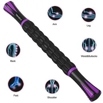 Yansyi Muscle Roller Stick for Athletes - Body Massage Roller Stick - Release Myofascial Trigger Points Reduce Muscle Soreness Tightness Leg Cramps & Back Pain for Physical Therapy & Recovery (Purple)
