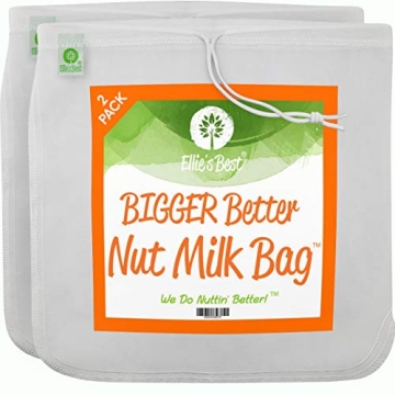 Pro Quality Nut Milk Bag 2 Pack - 12"X12" XL Bags - Durable Food Strainer - BPA-Free Nylon Mesh for ...