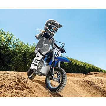 Razor MX350 Dirt Rocket Electric Motocross Off-Road Bike for Age 13+, Up to 30 Minutes Continuous Ride Time, 12" Air-Filled Tires, Hand-Operated Rear Brake, Twist Grip Throttle, Chain-Driven Motor