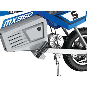 Razor MX350 Dirt Rocket Electric Motocross Off-Road Bike for Age 13+, Up to 30 Minutes Continuous Ride Time, 12" Air-Filled Tires, Hand-Operated Rear Brake, Twist Grip Throttle, Chain-Driven Motor