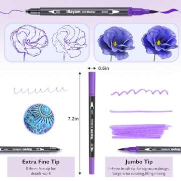 iBayam Art Markers Set, 72 Colors Dual Tip Brush Pens for Adult Coloring Book, Note-Taking, Calligraphy, Journaling, Sketching & Lettering, with Gift Case for Kids Adult Teens School Art Supplies