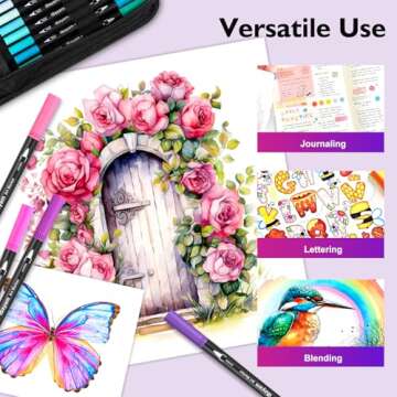 iBayam Art Markers Set, 72 Colors Dual Tip Brush Pens for Adult Coloring Book, Note-Taking, Calligraphy, Journaling, Sketching & Lettering, with Gift Case for Kids Adult Teens School Art Supplies