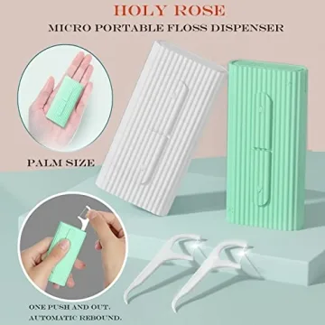 Holy Rose Dental Floss Picks Portable Dispenser Travel Case