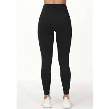 THE GYM PEOPLE Women's V Cross Waist Workout Leggings Tummy Control Running Yoga Pants with Pockets(Black, Small)