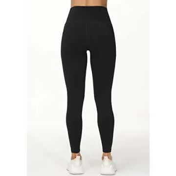 THE GYM PEOPLE Women's V Cross Waist Workout Leggings Tummy Control Running Yoga Pants with Pockets(Black, Small)