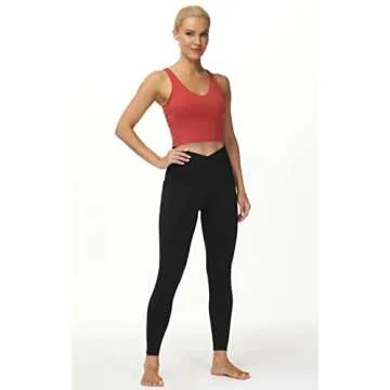 THE GYM PEOPLE Women's V Cross Waist Workout Leggings Tummy Control Running Yoga Pants with Pockets(Black, Small)