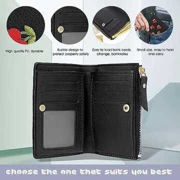 Stylish TIESOME Women's Cherry Embroidery Wallets