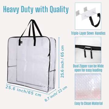 VENO 4 Pack Wreath Storage Bag and Christmas Decoration Garland Container, 30 Inch Clear Wreath Bag,...