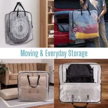 VENO 4 Pack Wreath Storage Bag and Christmas Decoration Garland Container, 30 Inch Clear Wreath Bag, Valentine's Decoration Organizers. Moving Boxes, Packing Supplies for College (Square - 4 Pack)