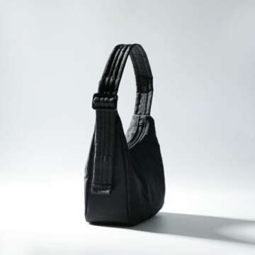 FASTFAIRY Mini Nylon Shoulder Bag - Adjustable Quilted Strap, Structured Slouchy Design with Interio...