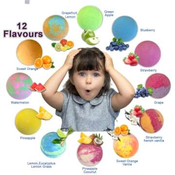 Bath Bombs for Kids with Surprise Inside, 12 Organic Bubble Bath Fizzies with Jungle Animal Toys. Moisturizing, Gentle & Kids Safe, Rainbow Spa Bath Fizz, Valentines Day Gifts for Kids, Boys, Girls
