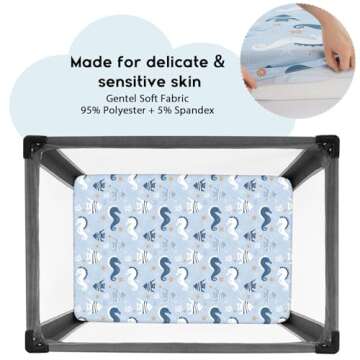 Yoofoss Pack and Play Sheets Fitted, Mini Crib Sheets 2-Pack for Pack N Play Mattress, Stretchy Play...