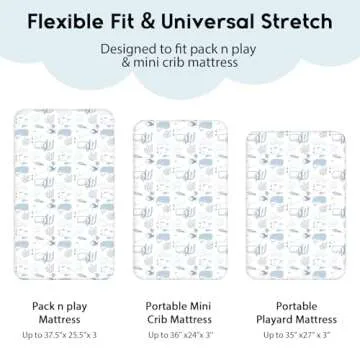 Yoofoss Pack and Play Sheets Fitted, Mini Crib Sheets 2-Pack for Pack N Play Mattress, Stretchy Playard Sheet, Soft and Breathable Submarine World