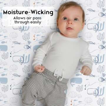 Yoofoss Pack and Play Sheets Fitted, Mini Crib Sheets 2-Pack for Pack N Play Mattress, Stretchy Playard Sheet, Soft and Breathable Submarine World