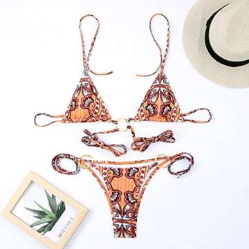 Women Halter String Bikini Set Sexy Thong Cheeky Two Piece Swimsuits Solid Color Bathing Swimwear